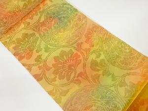 華紋に花唐草模様織出し袋帯